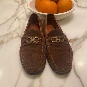 Vintage Salvatore Ferragamo Horse Bit Suede Brown Loafer